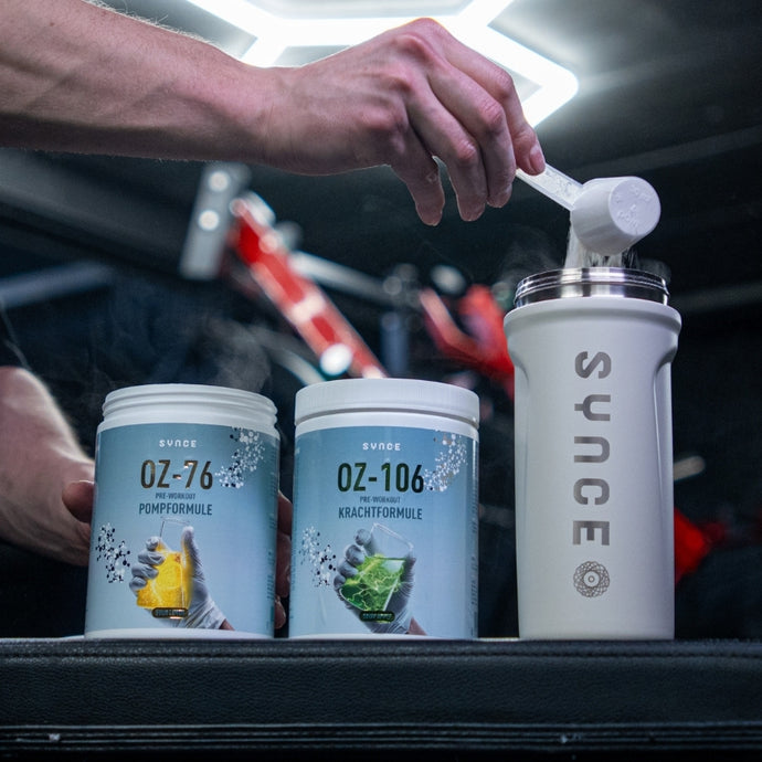 Pre-workout + Shaker bundel | Krachtformule & Pompformule – SYNCE